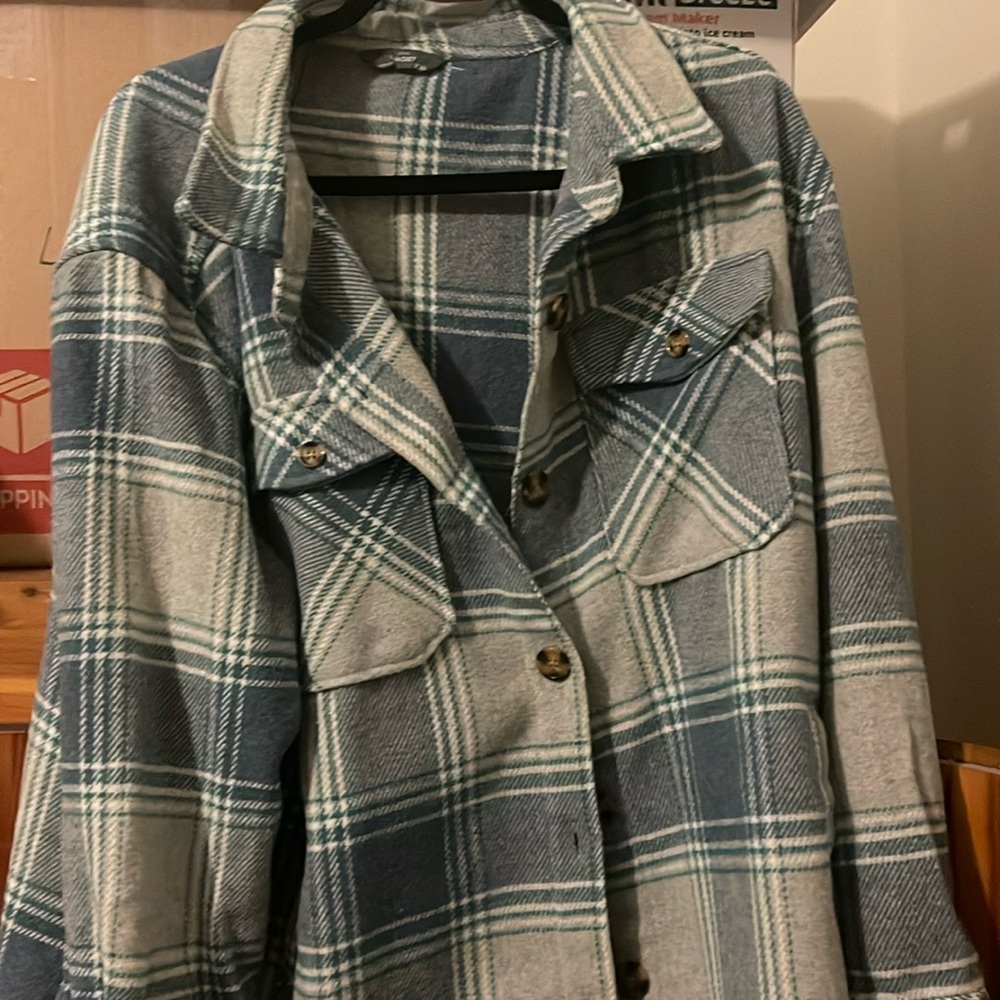 Flannel jacket super soft color: blue, grey and green